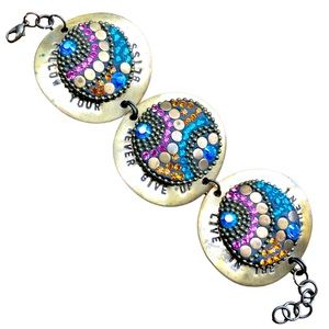 Bracelet with Positive Affirmations - Rhinestones on Brass, Lobster Claw Clasp